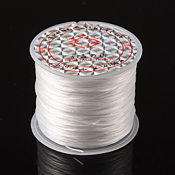 Белый Плоская эластичная нить из спандекса с кристаллами, эластичная нить для бисера, для изготовления эластичного браслета, белые, 1.0 мм, около 65.61 ярдов (60 м) / рулон