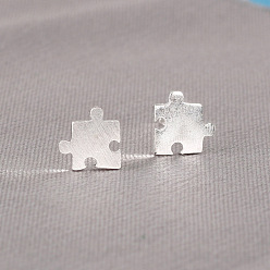Others 925 Sterling Silver Stud Earrings, Puzzle Piece, 5mm