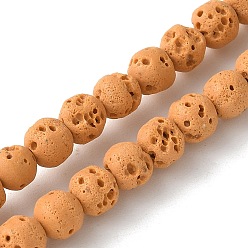 Коралловый Нити синтетических бусин, окрашенных в лавовый камень, круглые, коралл, 4 мм, отверстие : 1 мм, около 91 шт / нитка, 14.96'' (38 см)