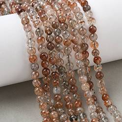 Rutilated Кварц Нити бусин из рутилированного кварца из натурального черного золота, гладкий круглый, 6 мм, отверстие : 0.8 мм, около 56 шт / нитка, 15.59'' (39.6 см)