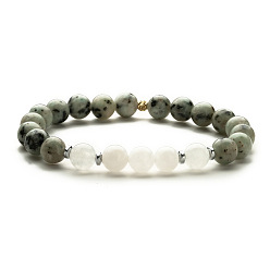 Flash + White Stone Natural Flash Stone Beaded Bracelet with White Turquoise, European and American Jewelry