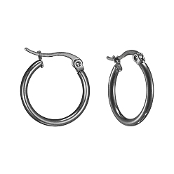 Gunmetal 304 Stainless Steel Hoop Earrings, Hypoallergenic Earrings, Ring Shape, Gunmetal, 12 Gauge, 19~21x2mm, Pin: 0.7~1.3x0.68mm