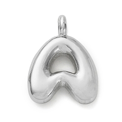 Letter A Латунные подвески, долговечный, стойки покрытие, без кадмия и без свинца, платина, буква a, 15.5x11.5x4.5 мм, отверстие : 2.5 мм