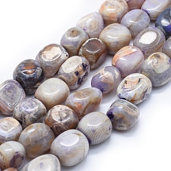 Lilac Natural Agate Beads Strands, Tumbled Stone, Dyed & Heated, Nuggets, Lilac, 16~22x14~20x14~20mm, Hole: 2.5~3mm, about 19pcs/strand, 14.9 inch~15.1 inch(38~38.5cm)