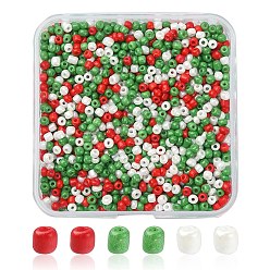 Mixed Color 55.5G 3 Colors Baking Paint Glass Seed Beads, Opaque Colours Luster, Round, for Christmas, Mixed Color, 3~3.5x2mm, Hole: 1~1.2mm, 18.5g/color