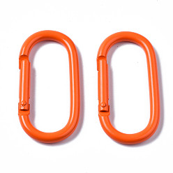 Dark Orange Aluminum Spring Gate Ring, Oval, Dark Orange, 50x25x4.5mm, Inner Diameter: 42x16mm