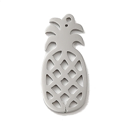 Stainless Steel Color 304 Stainless Steel Pendants, Laser Cut, Pineapple Charm, Stainless Steel Color, 19x8.5x1mm, Hole: 0.9mm