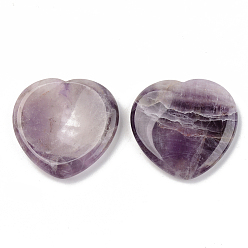 Amethyst Natural Amethyst Thumb Worry Stone, Pocket Palm Stones, for Healing Reiki Stress Relief, Heart Shape, 39~40x39~40x5~6mm