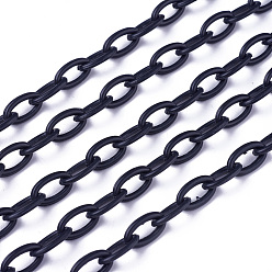 Black ABS Plastic Cable Chains, Oval, Black, 13x7~7.5x2mm, about 15.35~15.74 inch(39~40cm)/strand