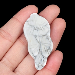 Howlite Natural Howlite Carved Healing Leaf Stone, Reiki Energy Stone Display Decorations, for Home Feng Shui Ornament, 47x20~25x6mm