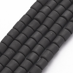 Black Polymer Clay Bead Strands, Column, Black, 5~7x6mm, Hole: 1.5~2mm, about 61~69pcs/strand, 15.74 inch