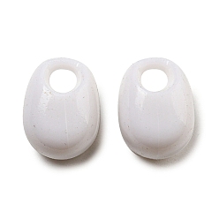 White Opaque Acrylic Pendants, Teardrop Charms, White, 14.5x10.5x10mm, Hole: 3.5mm, about 535pcs/500g
