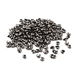 Gunmetal Iron Crimp Beads Covers, Cadmium Free & Lead Free, Gunmetal, Size: About 4mm In Diameter, Hole: 1.5~1.8mm