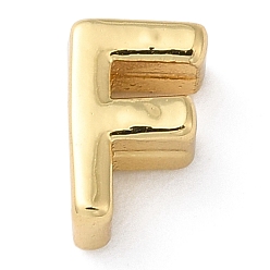 Letter F Rack Plating Brass Slide Charms, Cadmium Free & Lead Free, Real 18K Gold Plated, Letter, Letter F, 7.5x5x3.5mm, Hole: 1.4mm.