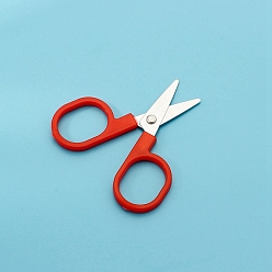 Red Plastic Handle Stainless Steel Mini Scissors, Embroidery Scissors, Sewing Scissors, Children Paper Craft Sci, Red, 55x33x3mm
