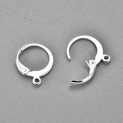 925 Sterling Silver Plated 304 Stainless Steel Leverback Earring Findings, with Loop, 925 Sterling Silver Plated, 14x12x2mm, Hole: 1.2mm, Pin: 0.6x1mm