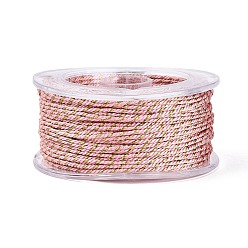 Pink Поликоттоновый шнур, плетеная веревка, с металлической нитью, для настенного крепления, ремесла, Подарочная упаковка, 1.5 мм, около 21.87 ярдов (20 м) / рулон