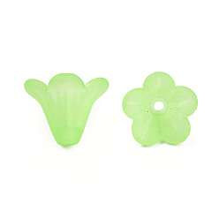 Pale Green Frosted Acrylic Beads, Flower, Pale Green, 10x13.5mm, Hole: 1.8mm, about 1600pcs/500g