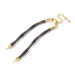 Индиго Нейлона шнур браслеты, для изготовления браслета с соединителем, с реечным покрытием, золотыми застежками-карабинами и удлинителями цепочек, долговечный, без кадмия и без свинца, индиговые, 5-3/4~6x1/8x1/8 дюйм (14.7~15.2x0.3 см)
