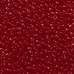 (5B) Transparent Siam Ruby Тохо 8/0 круглые бусины, японский бисер, (5 б) прозрачный сиамский рубин, 3 мм, отверстие : 1 мм, Около 1111 шт / 50 г