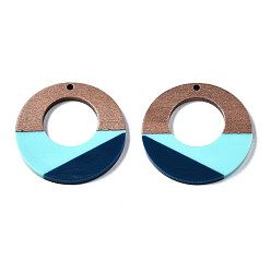 Бледно-бирюзовый Подвески из смолы и ореха, кольцо, бледные бирюзовая, 38x3 мм, отверстие : 2 мм