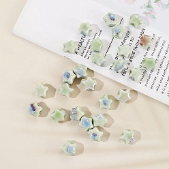 Мята молочно-белая Фарфоровые бусины ручной работы, звезда, мятный крем, 17 мм, отверстие : 2 мм