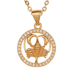 Cancer (zodiac sign) Minimalist 12 Zodiac Constellation Necklace for Women in Copper Gold Color