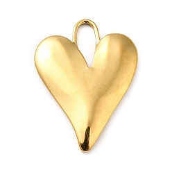 Real 18K Gold Plated Ion Plating(IP) 304 Stainless Steel Pendants, Heart Charms, Real 18K Gold Plated, 33x25x3mm, Hole: 11.5x4.5mm