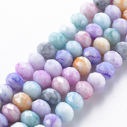 Colorful Opaque Baking Painted Glass Beads Strands, Imitation Stones, Faceted, Rondelle, Colorful, 6x5mm, Hole: 1mm, about 80~81pcs/strand, 14.76 inch~14.96 inch(37.5~38cm)