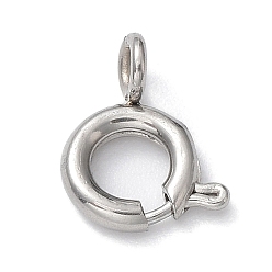 Stainless Steel Color 304 Stainless Steel Smooth Surface Spring Ring Clasps, Stainless Steel Color, 6x1.6mm, Hole: 1.5mm