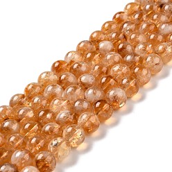 Citrine Natural Citrine Bead Strands, Round, 12~12.5mm, Hole: 1mm, about 31pcs/strand, 15.16''(38.5cm)