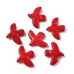 Красный Выпечка окрашенные стеклянные бусины, голубь мира, красные, 34x42x9 мм, отверстие : 1.6 мм