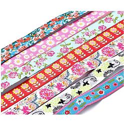 Mixed Color Embroidered Polyester Jacquard Ribbon, Mixed Patterns, for DIY Child Clothing, Shoes, Hats Accessories and Birthday Gift Wrapping, Mixed Color, 5/8"(16mm), 22yards/set