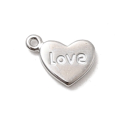 Белый Латунь эмаль подвески, сердце со словом любовь прелести, стойки покрытие, долговечный, без кадмия и без свинца, платина, белые, 8.5x12x1.5 мм, отверстие : 1 мм