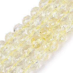 Светло-желтый Хрустящие прозрачные стеклянные бусины нити, круглые, граненые, светло-желтый, 9.5~10.5 мм, отверстие : 1.2~1.4 мм, около 41~42 шт / нитка, 14.76~15.16 дюйм (37.5~38.5 см)