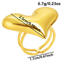 Золотой Нерегулярные сердечки из нержавеющей стали регулируемые кольца для пальцев, золотые, 25 мм, внутренний диаметр: 17 мм