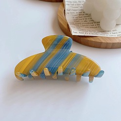 15# Twill Yellow Blue Vintage Floral Hair Clip for Women, Retro Acetate Hairpin, Large Size.