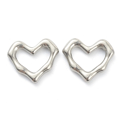Stainless Steel Color 304 Stainless Steel Linking Rings, Heart, Stainless Steel Color, 13x15x2mm, Inner Diameter: 9x8mm