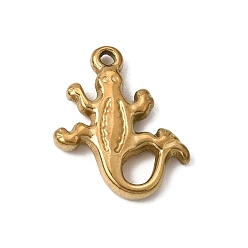 Echt 18 k vergoldet 304 Edelstahl Anhänger, Gecko-Anhänger, Ionenbeschichtung (ip), echt 18 k vergoldet, 18.5x15x3 mm, Bohrung: 1.5 mm