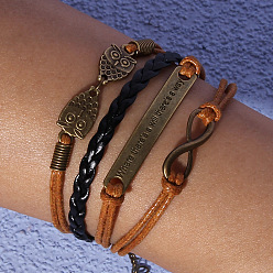 brown Vintage Leather Bracelet with Personalized Letter Multi-layer Hand Jewelry - European and American Style