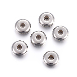 Stainless Steel Color 304 Stainless Steel Spacer Beads, Flat Round, Stainless Steel Color, 6x2.5mm, Hole: 1.8mm