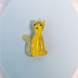 Gold Handmade Lampwork Miniature Dog Ornaments, Puppy Figurine Desktop Display Decoration, Home Decoration, Gold, 40x28mm