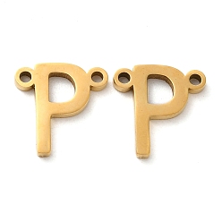 Letter P Ion Plating(IP) 304 Stainless Steel Connector Charms, Letter, Letter P, 10x10x1.5mm, Hole: 1.2mm