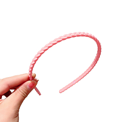 Pink Resin Braided Thin Hair Bands, Plastic with Teeth Hair Accessories for Women, Pink, 120mm
