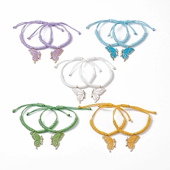 (52) Непрозрачная лаванда Браслеты с подвесками из сплава эмали, бабочка, разноцветные, внутренний диаметр: 1-1/8~3-1/8 дюйм (2.95 см ~ 7.8 см)