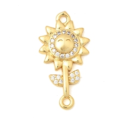 Настоящее золото 18K Подвески-цветочки с микропаве из латуни и прозрачным кубическим цирконием, долговечный, без кадмия и без свинца, стойки покрытие, реальный 18 k позолоченный, 24.5x13.5x3.5 мм, отверстие : 1.6 мм