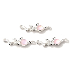 Серебро Подвески-бабочки из сплава и розового стекла, без свинца, без кадмии и без никеля, стойки покрытие, серебряные, 10x34x6 мм, отверстие : 2 мм