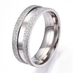 Нержавеющая Сталь Цвет 201 рифленое кольцо из нержавеющей стали для мужчин и женщин, цвет нержавеющей стали, внутренний диаметр: 21 мм, широк: 8 мм