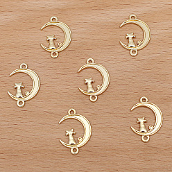 Золотой Прелести соединителя сплава, луна с кошачьими ссылками, долговечный, золотые, 20x14 мм