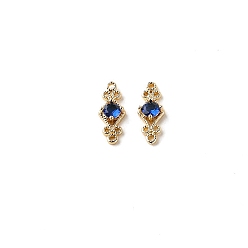 Dodger Blue Brass Pave Cubic Zirconia Connector Charms, DIY Jewelry Bracelet Accessories, Golden, Rhombus Links, Dodger Blue, 16x6mm